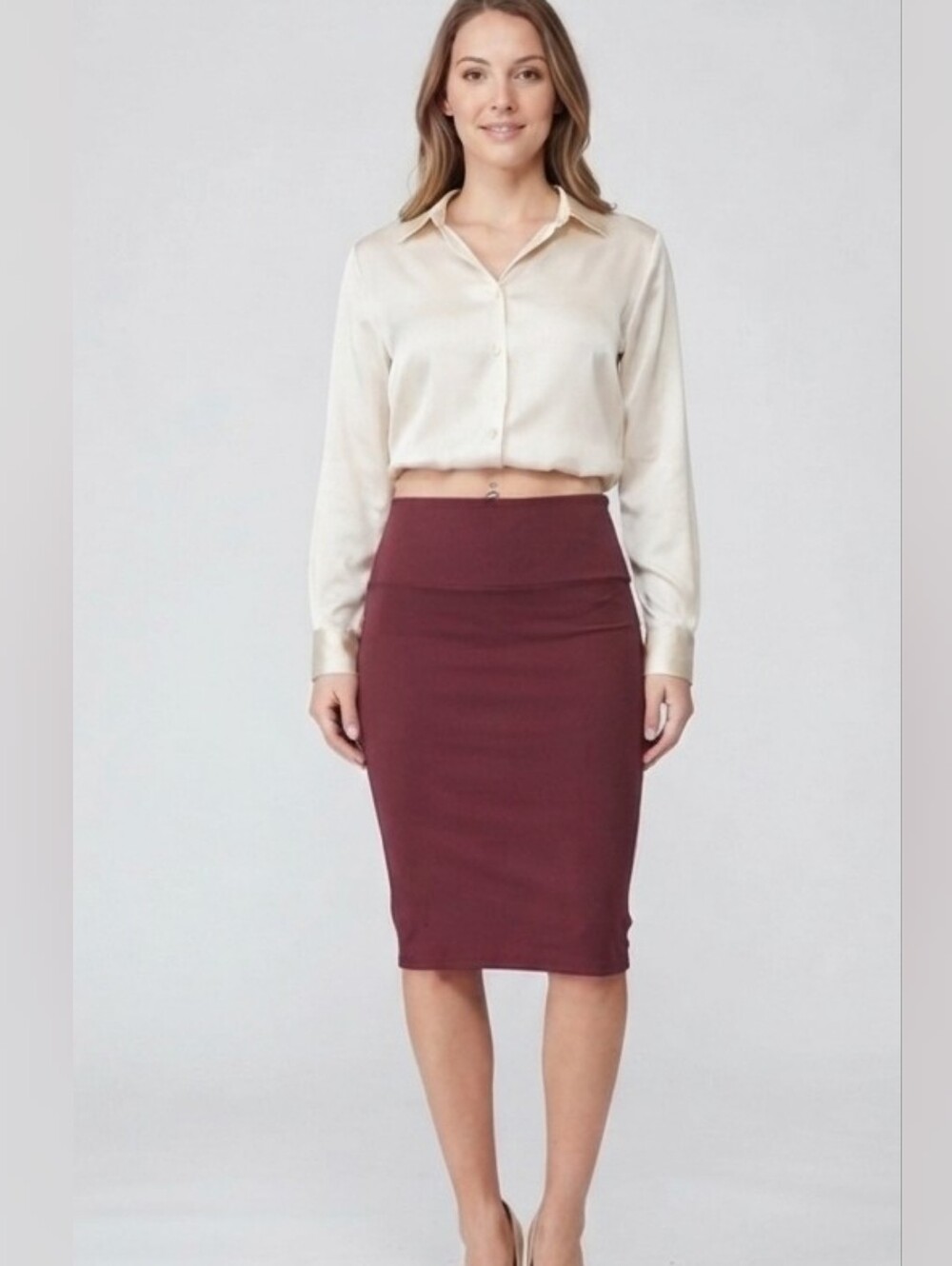 NWT Classic Wine Pencil Skirt - Sleek High-Waist Design size Medium